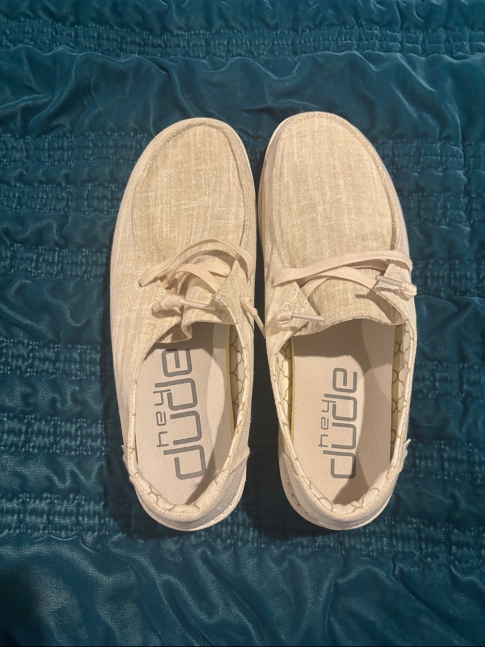 Hey Dude Women's Beige Canvas Slip-On Shoes
